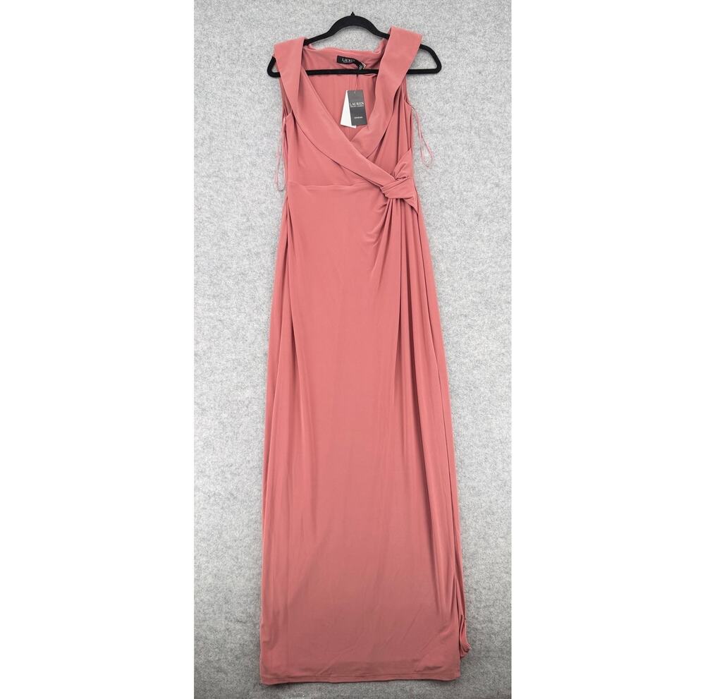 NWT Lauren Ralph Lauren Pink Mahogany Jersey Off-The-Shoulder Gown Size 8
